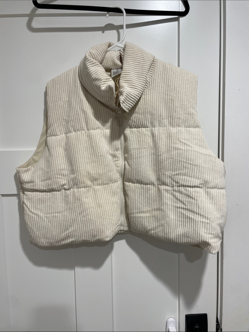 Zara Cream Ribbed Corduroy Puffer Vest